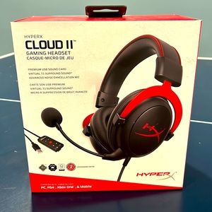 New in Box, HYPERX CLOUD II WIRED GAMING HEADSET, Black/Red